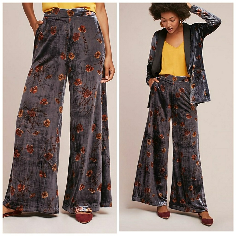 NWT, Anthropologie ett:twa Jessie Velvet Pants - Picture 2 of 3